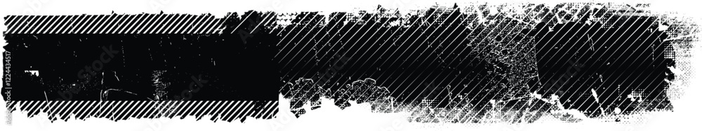 Grunge textured banner with rough edges. Halftone dots texture. Overlay ...