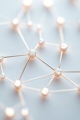 Poster - Intricate glowing circuit design is etched into a white surface, featuring sparkling diamond nodes connected by delicate gold veins. The backdrop is a soft pastel color, allowing for branding use