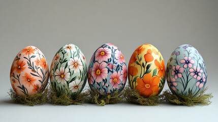 Wall Mural - Glossy Easter egg with detailed artistic design and soft lighting