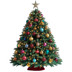 Wall Mural - [transparent background png]a vibrant christmas tree with colorful ornaments