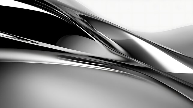 Abstract Black and White Fluid Metal Design