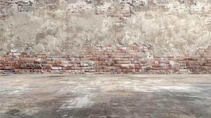 Aufkleber - Textures of aged bricks unfold beautifully against a backdrop of peeling plaster, capturing the essence of time in a forgotten urban setting. Each detail whispers of history