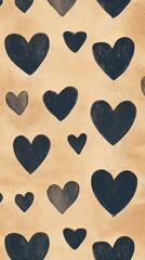 Poster - delight in a beautiful arrangement of hand-drawn black hearts scattered playfully on a soft, texture
