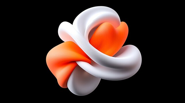 Abstract 3d Render of Intertwined Orange and White Shapes