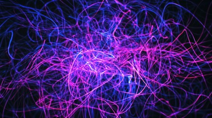 Poster - Abstract Purple and Blue Light Trails, Energetic Cosmic Dance