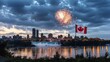© สมเจตน์ หนูแก้ว - Spectacular fireworks over niagara falls canada nighttime display urban skyline celebratory atmosphere