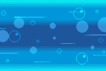 Poster - Deep Blue Gradient Under Water Speed Lines background, Pixel Art Style Illustration