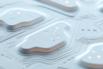 Aufkleber - A smooth white surface showcases detailed, glowing blue circuit patterns, offering ample space for branding or text. Ideal for modern design projects demanding sophistication