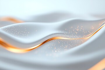 Poster - Glowing energy waves in neon orange and yellow flow across a metallic white surface, creating a vibrant and uplifting visual experience, with ample space for additional text and highlights
