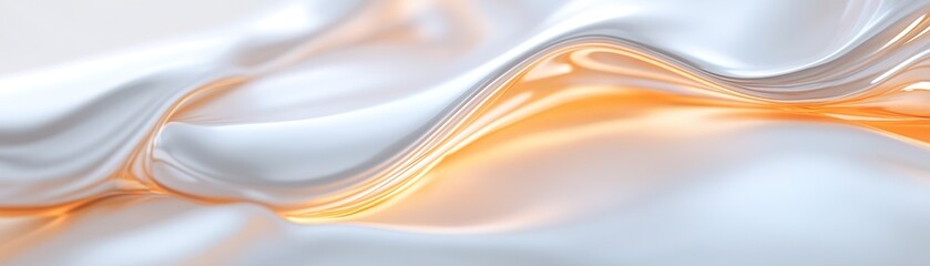 Poster - Dynamic energy waves in neon orange and yellow animate across a metallic white surface, creating an atmosphere of vibrancy and energy, perfect for text placement