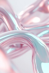 Poster - Graceful metallic vein-like forms flow on a pristine white backdrop, highlighted by soft pink and teal neon, blending organic and futuristic elements harmoniously