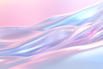 Poster - Flowing wave-like patterns are etched into a sleek white surface, illuminated by glowing blue and pink highlights. The backdrop features a clean gradient, allowing for text overlay