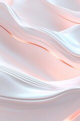 Poster - Flowing wave-like patterns are etched into a smooth white surface, illuminated with soft neon highlights in blue and pink. This creates a modern and clean aesthetic suitable for visual communication
