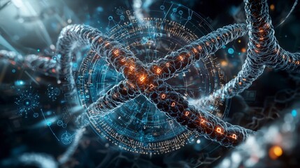 Poster - Genetic data visualization laboratory digital interface futuristic close-up view innovative technology insights