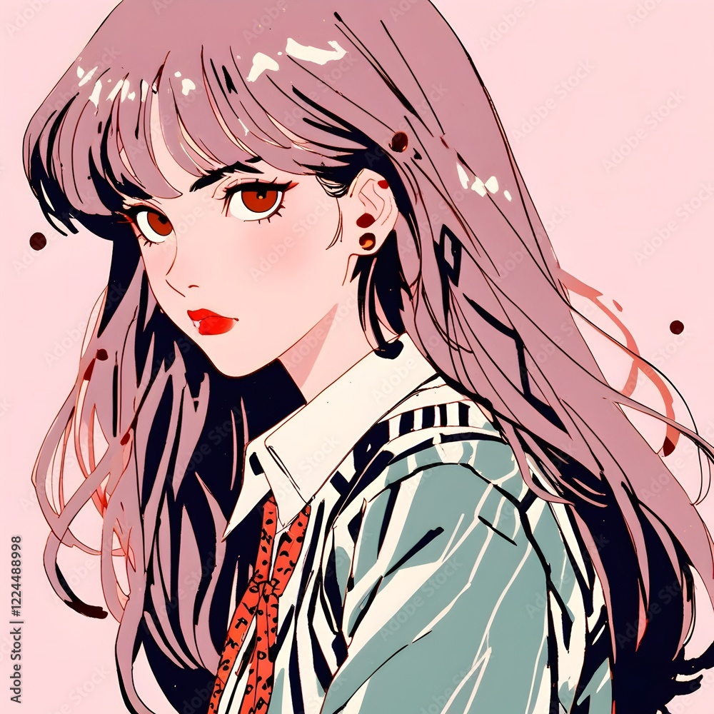 retro anime girl, women smilling, 笑っている女性 , アニメの笑顔の