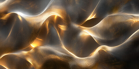 Poster - Abstract Gold Flow:  An ethereal wave of shimmering gold flows and dances across the frame, capturing light and shadow in its rhythmic movement.  This abstract masterpiece evokes a sense of energy.