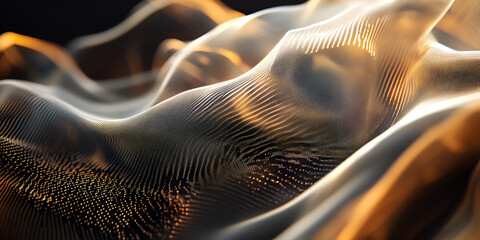 Poster - Abstract Golden Wave: A mesmerizing abstract composition of swirling lines and geometric patterns, glowing in warm golden hues, evokes a sense of energy, dynamism, and futuristic innovation.