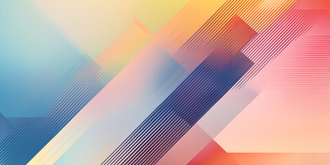 Poster - Abstract Geometric Shapes: A vibrant abstract design features an interplay of geometric shapes in shades of blue, pink, yellow, and orange, creating a captivating visual symphony.