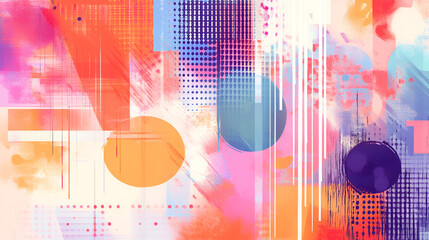 Fototapete - Abstract Geometric Pattern: Vibrant, dynamic, and full of life, this abstract geometric pattern features a mix of geometric shapes and textures in bold colors.  It evokes a sense of movement, energy.