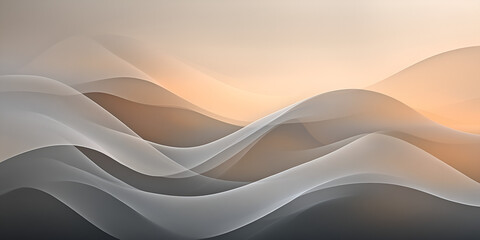 Poster - Abstract Beige and Gray Waves:  A mesmerizing abstract backdrop with flowing gray waves against a warm beige gradient, evokes a sense of movement and tranquility.