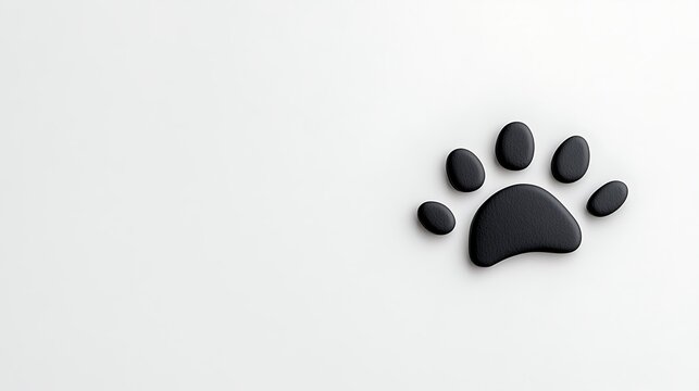 Simple Black Paw Print on White Background