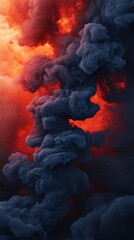 Poster - Dark smoke swirls against a fiery red backdrop creating an abstract and dramatic visual effect