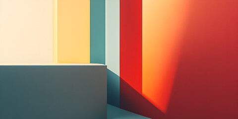 Poster - Abstract Color Block: Vibrant hues of teal, orange, and yellow dance across a modern, minimalist backdrop.