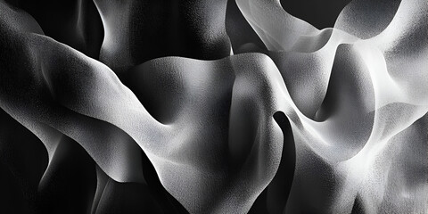 Poster - Abstract Fabric Flow: An abstract photograph captures the graceful movement of white fabric in dramatic lighting, creating a sense of ethereal beauty.