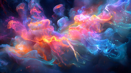 Poster - celestial dreamscape: a mesmerizing abstract composition of swirling, vibrant colors evokes feelings