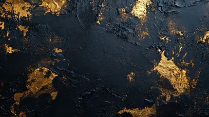 Poster - black and gold abstract texture with metallic and matte finishes