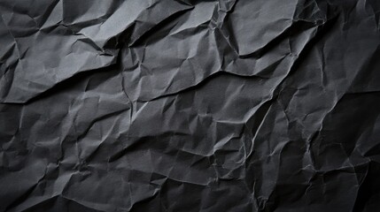 Poster - Textured black crumpled paper background for creative design projects