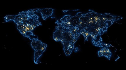 Poster - Global Night Lights and Urban Areas Visualization of the World