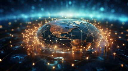 Poster - futuristic infographic on global connectivity through ai and digital communication