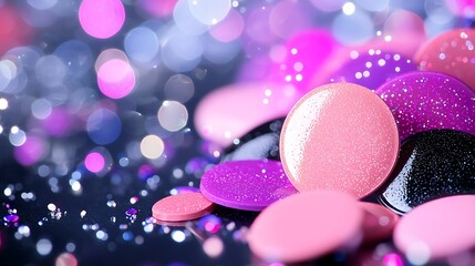 Poster - Shimmering Pink and Purple Glitter Buttons Sparkling Background