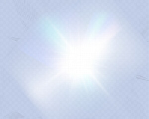 Wall Mural - bright glowing light burst with soft edges and subtle rays on a transparent background, suitable for