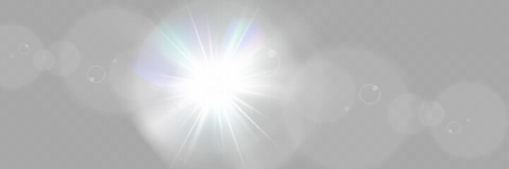Wall Mural - bright glowing light burst with soft edges and subtle rays on a transparent background, suitable for