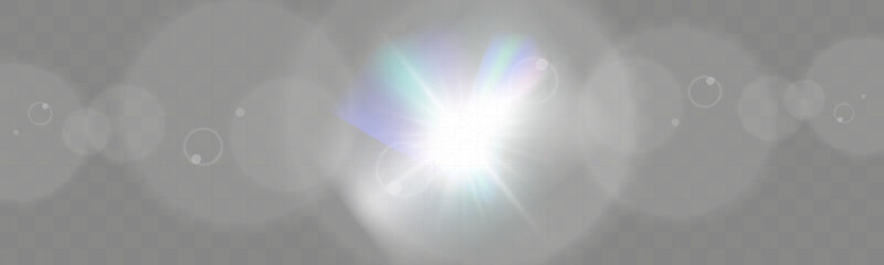 Wall Mural - bright glowing light burst with soft edges and subtle rays on a transparent background, suitable for