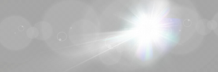 Wall Mural - bright glowing light burst with soft edges and subtle rays on a transparent background, suitable for