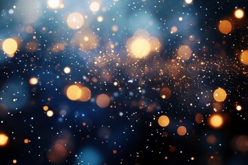 Poster - Abstract Background with Soft Bokeh Lights in Gold, Blue, and White Creating a Dreamy and Enchanting Atmosphere for Various Design Projects