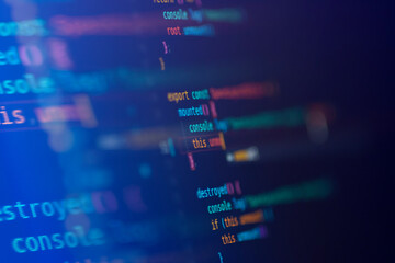 typing screen of web developer. Software developer coding screen. Binary code. Provided full access to the server, Blockchain concept. Blue binary code. ai technology