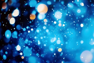 Poster - Abstract Blue Background with Gleaming Bokeh Light in Dreamy Atmosphere Ideal for Artistic or Creative Project Use