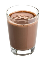 Wall Mural - Chocolate Milk in Glass: Rich, creamy chocolate milk fills a clear glass, inviting a refreshing and delicious indulgence. The perfect image for advertisements, blogs.