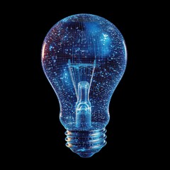 Fototapete - Futuristic Light Bulb with Digital Data Visualization and Abstract Neon Glow on Black Background