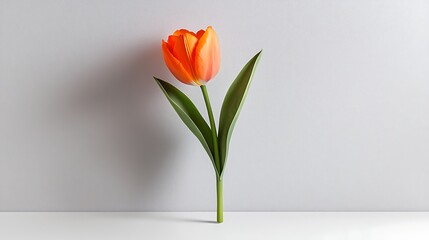 Sticker - Vibrant Orange Tulip Blossom on White Background