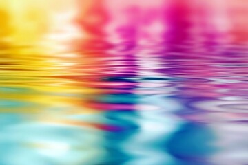 Poster - Colorful Abstract Ripple Pattern in Water with Bright Hues of Yellow, Pink, and Blue Creating a Vibrant and Dreamy Visual Experience for Backgrounds