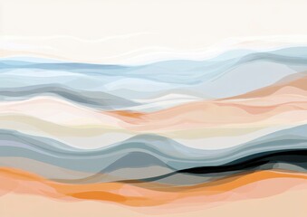 Poster - Abstract Wavy Landscape with Soft Earth Tones and Gentle Curves - A Calming and Serene Background for Modern Design and Creative Projects