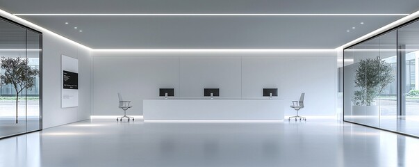 Poster - a sleek marketing office with professionals evaluating campaign performance, interactive digital dis