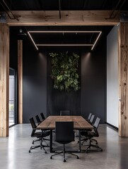 Poster - a minimalistic marketing office focusing on customer preference analysis, organic green accents, tec