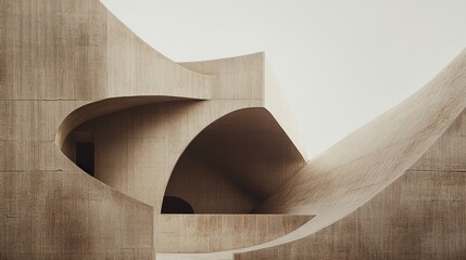 Poster - abstract architectural design featuring smooth curves and angles in a minimalist setting