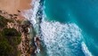 © Giuseppe Cammino - Sea ocean waves reaching shore.Beach with aerial drone. Beach clear turquoise top view. Beautiful beach ,aerial drone beautiful beach